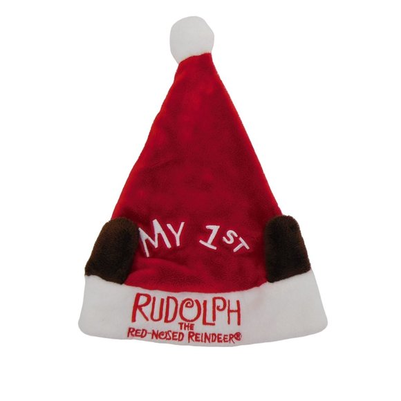 Santa Hat & Bib My 1st Christmas Rudolph The Red Nosed Reindeer DanDee - Picture 3 of 8